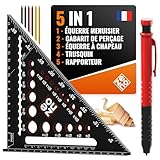 ZENO Equerre Menuisier 180 mm - Equerre Charpentier - Outil Menuisier Tout-en-un : Équerr...