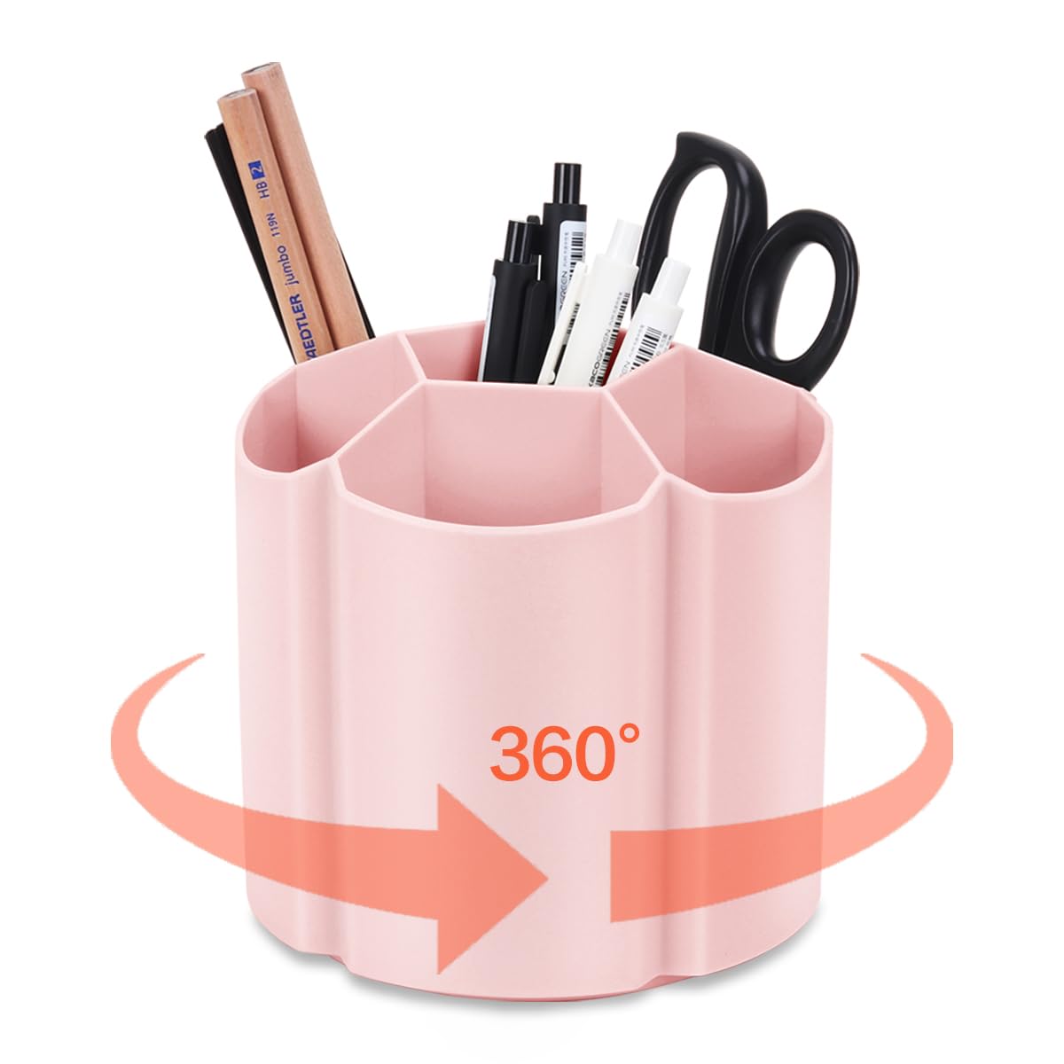 OYEYE Rotating Pen Holder Desk Organiser 360 Degree Rotating Pen Box Organiser Pencil Holder Storage Box Makeup Brush Holder Makeup Organiser Cosmetic Organiser Beige