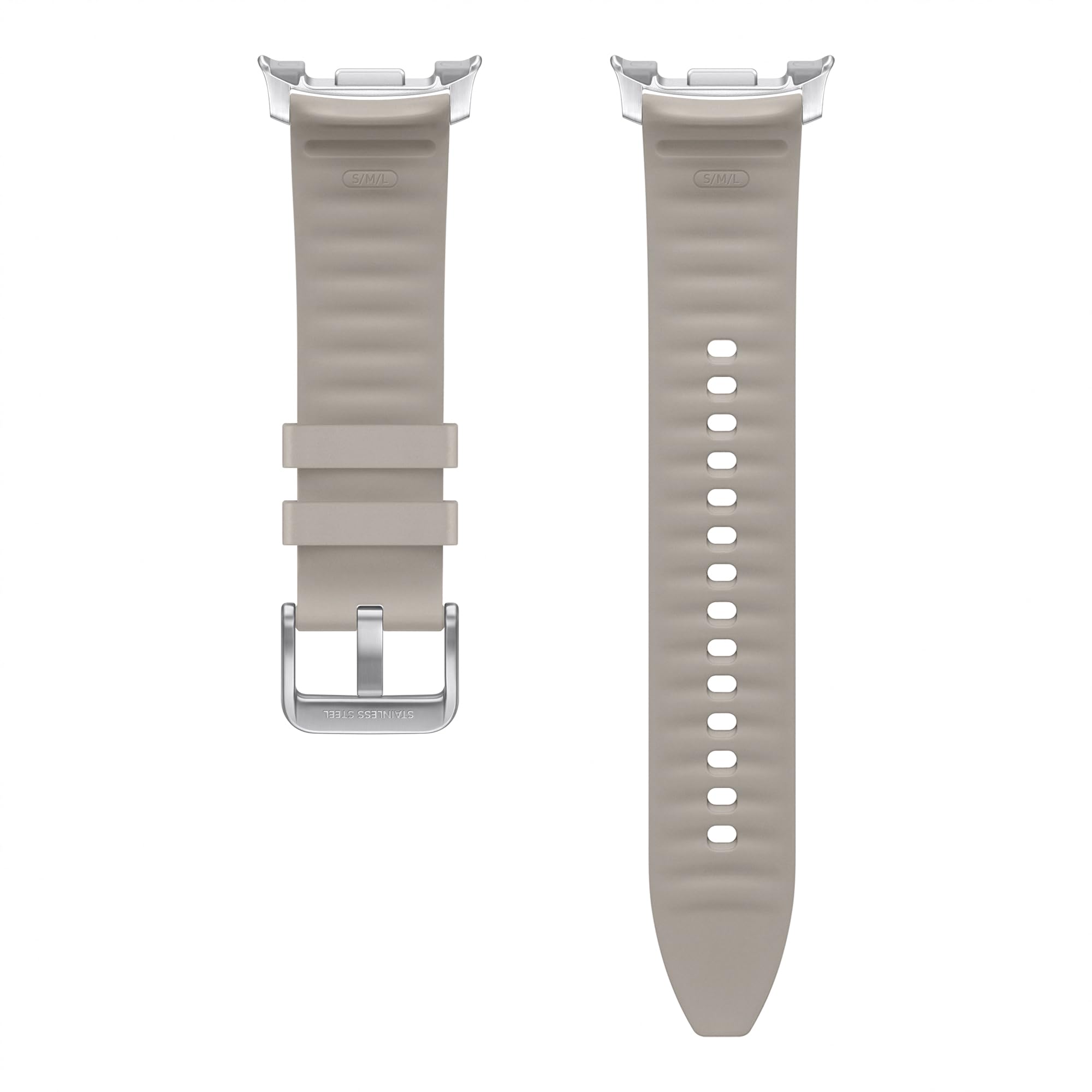 Samsung Hybrid Band (S/M/L) ET-SLL50 für die Galaxy Watch8 | Watch8 Classic, Uhrenarmband im Lederlook, Schnellverschluss,Widerstandsfähiges Armband, Original Zubehör, elastisch, guter Sitz, Taupe