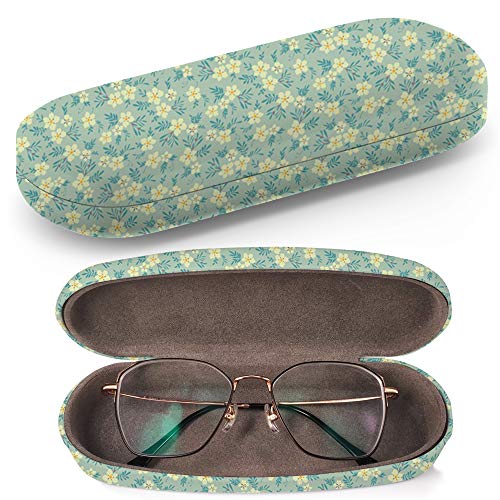 Preisvergleich Produktbild Hardcase Brillenetui Sonnenbrillenetui Brillenbox Kunststof Clamshell-Art-Brillen-Fall mit Brille-Reinigungstuch (Cute Small Flower Yellow)