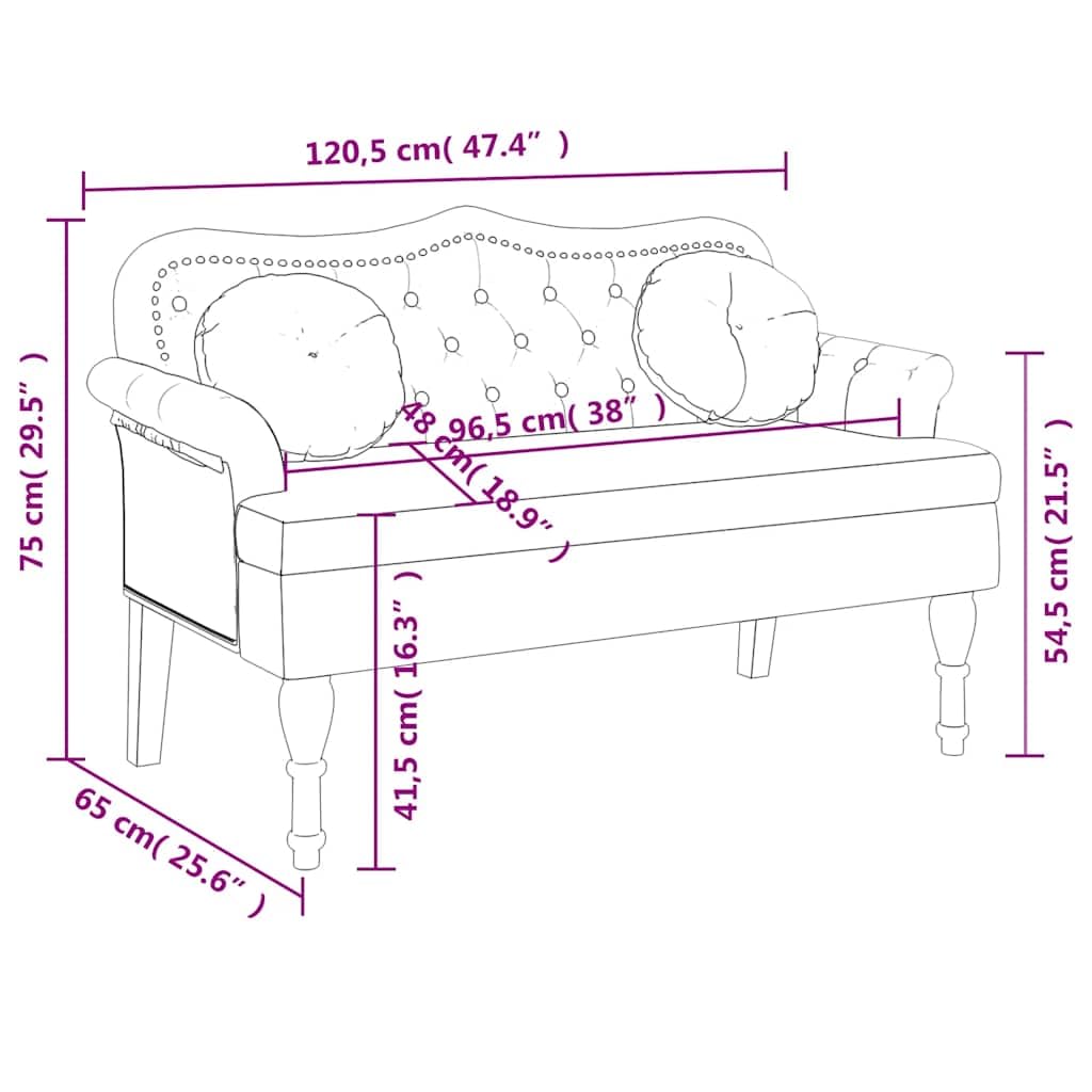 vidaXL Banc avec Coussins, Canapé avec Accoudoir et Dossier, Banquette avec Pieds en Bois, Siège de Salon Salle de Séjour, Crème Velours