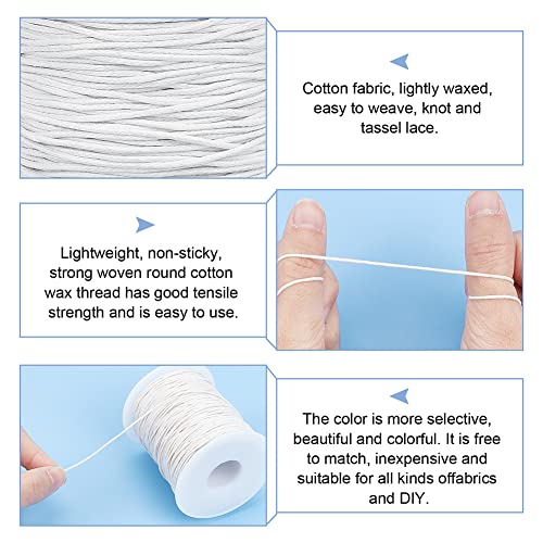 Ph Pandahall 1Mm Waxed Cotton Cord, 100 Yards Beading String Thread For Braid Bracelet Necklace Jewelry Diy Craft Macrame Making Glass Vase Floral Arrangement, Beige Color #TOP5