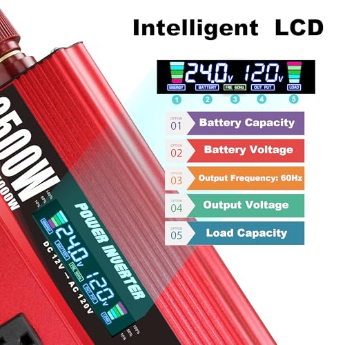 Cantonape 2500W Power Inverter 24V To 110V Dc To Ac With Lcd Display thumb #2