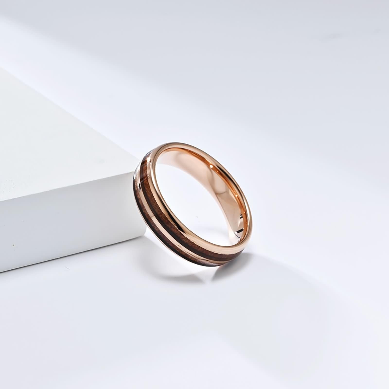 Anillos Hombre Mujer Tungsteno para Grabar, 6MM/8MM con Grano de Madera, Hombre Anillo Plata