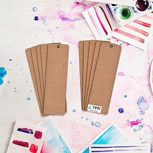 Image of IVEI DIY Wood Sheet Craft - MDF Cutouts Bookmark - Plain MDF Blanks Cutouts - Set of 10 for Painting Wooden Sheet Craft, Decoupage, Resin Art Work & Decoration