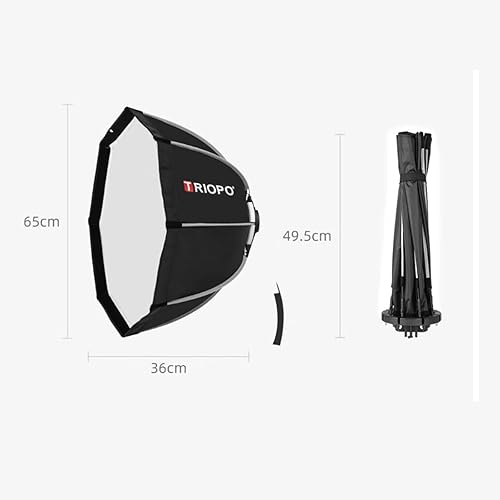 Miniatura 4 de Triopo KX65 - Caja blanda de 25.6 pulgadas con rejilla de panal, paraguas octágono, caja de luz para Godox V1 AD200Pro, cabeza redonda, flash