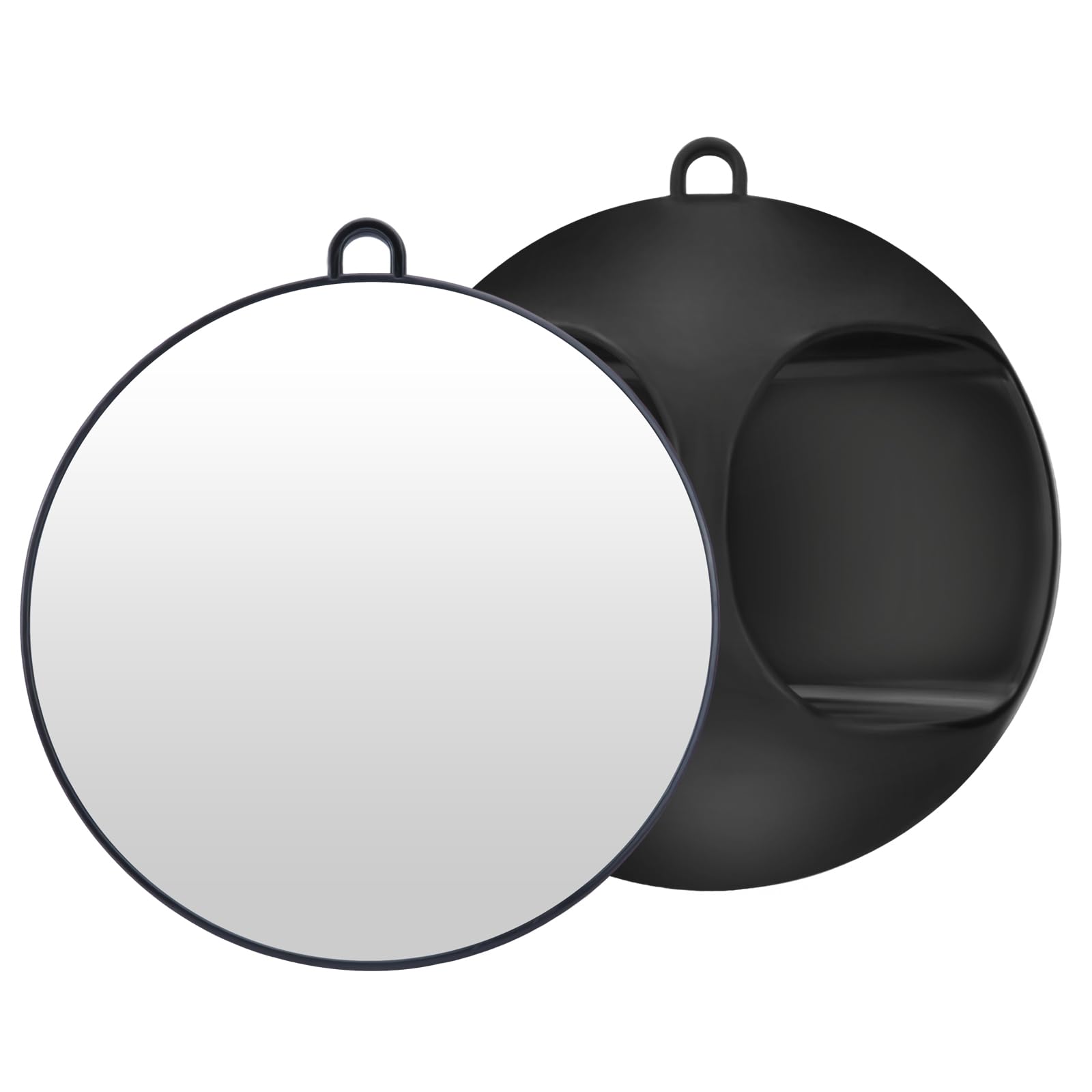 Specchio da Parrucchiere Professionale Portatile, Hand Held Nero Rotondo, Specchio a Mano o da Appendere per Barbiere Saloni ed Estetiste, 28 cm