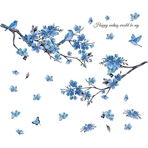 Pegatinas de Pared SUPERDANT Acuarela Azul Ramas Florales Cover