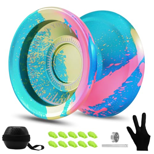 FETESNICE Yoyo Professional Responsive yoyo for Kids Beginner, Unresponsive Yoyos for Adults?Metal Trick Yo yo for Advanced Player?Pro Yo-yo with Yoyo Accessories?Pink and Green?