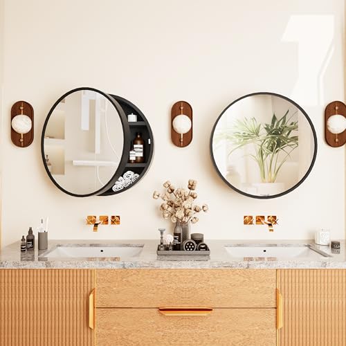 Chilihom HK04001BK1-001-0 Round Medicine Cabinet Mirror thumb #7