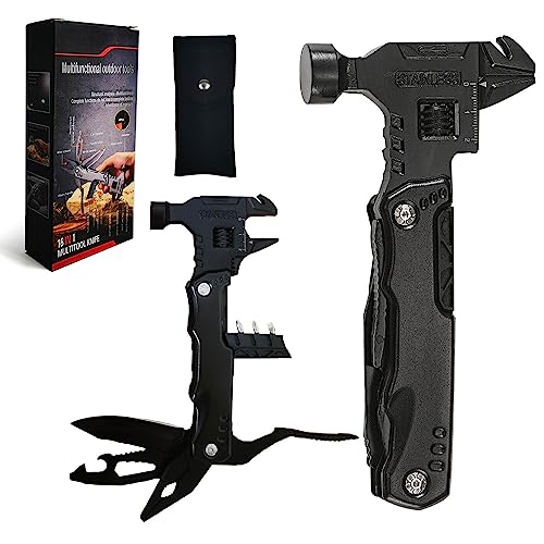 WUBAYI Gift for Dad 16 in 1 Multi-Tool Hammer Multi-Tool Camping Accessories Outdoor Survival Tools Father’s Day Gifts for Men Christmas Gifts for Dad Mens Birthday Gifts, Black, (GJ-1214)
