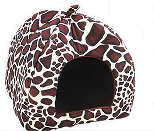 Demarkt 5 Tamaños Suave Caliente Bonito Precioso Mascota Perro Gato Fresa Cama Casa Cálido (leopardo)