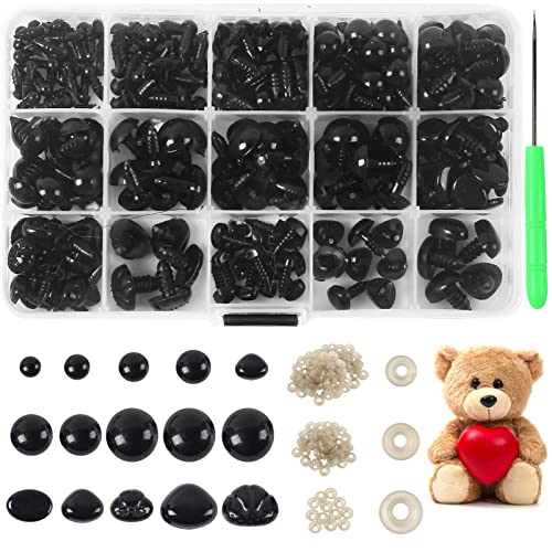 Yexixsr 566PCS Safety Eyes for Amigurumi, Various Sizes Crocheting Safety Eyes and Noses with Washers, for Teddy Bear, Stuffed Doll, Crochet Toy and Plush Animal by Yexixsr - Used condition - US$6.51