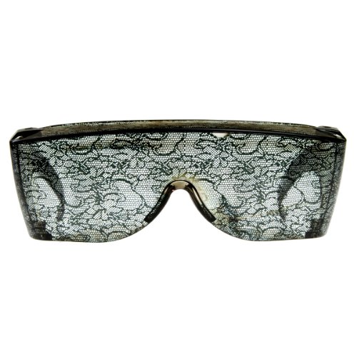 zeroUV Designer Inspired Large Oversized Shield Wrap Around Lace Sunglasses (Black-Lace)2