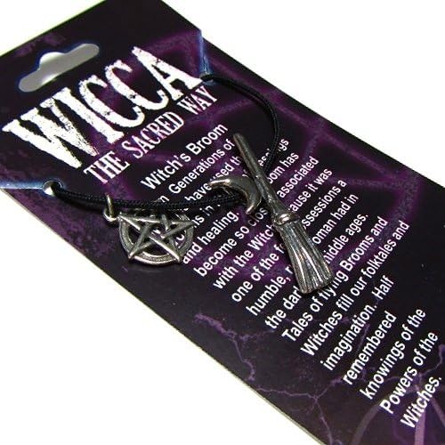 Miniatura 2 de Besom escoba de la bruja peltre colgante sobre Corded Collar, Wicca Collection