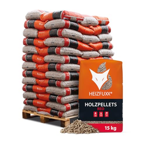 HEIZFUXX Holzpellets Red Palette 975 kg (65 x 15 kg) - 6mm Hartholz Pellets...