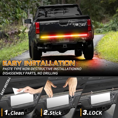 Image of XRIDONSEN 48 inch 288 LED Tailgate Strobe Lights Rear Emergency Lights | Amber Red Flashing Warning Hazard Caution Safety Light Strip for Tow Plow Trucks Construction Vehicles Pickup Trailer