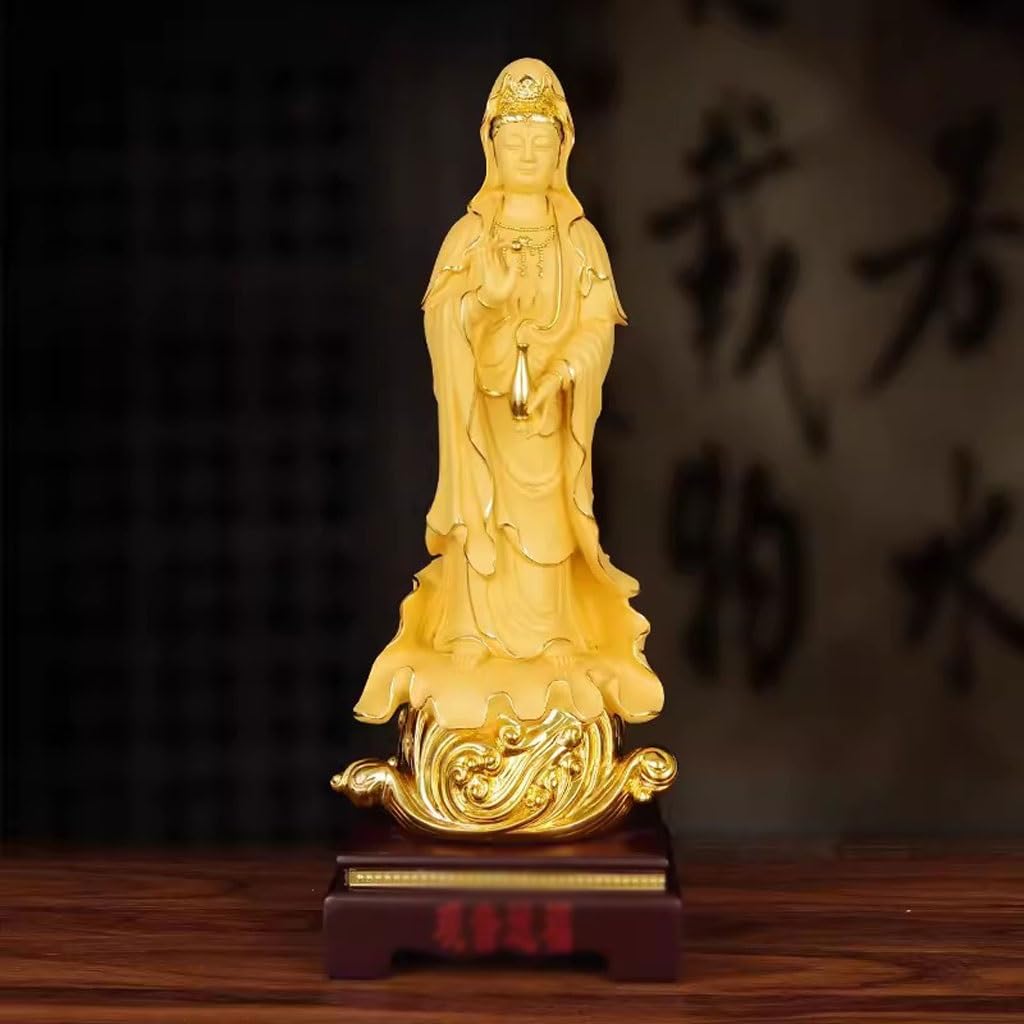 Posąg Buddy do wewnątrz gospodarstwa domowego zakotwiczony złoty Budda Rzemiosło dekoracyjne biuro przedpokój wejście Zen Guanyin Bodhisattwa Statua Buddy Ozdoby Medytująca Statua Buddy Figurka Rzeźba