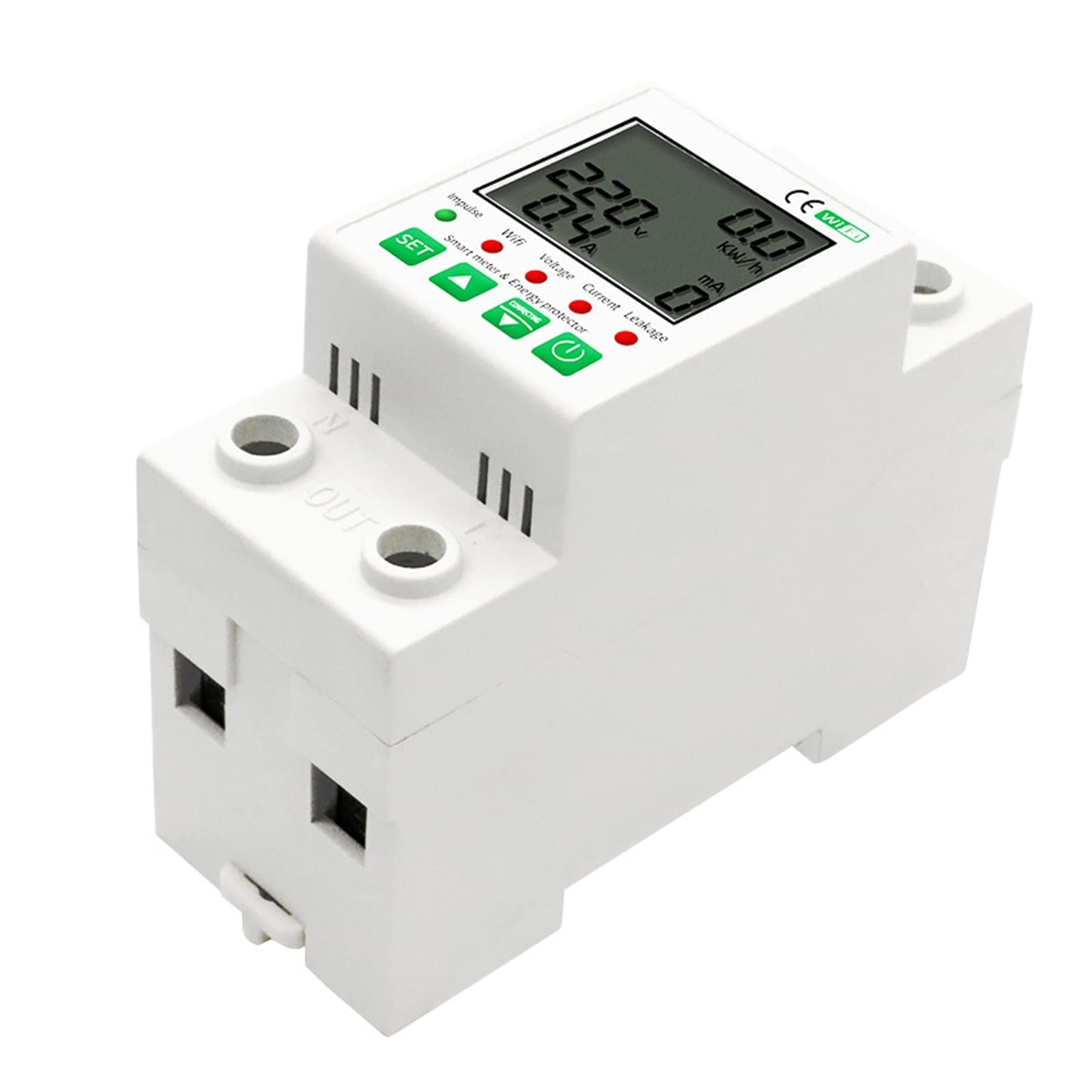 Contatore di energia intelligente Tuya APP Smart Energy Meter 2P 63A KWh Meter Wattmetro Over Under Voltage Leakage Protect Protezione da perdite da sottotensione