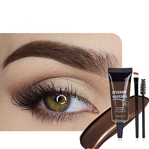 Tinted Thickening Eyebrow Mascara with Two Eyebrow Brushes,Brow Fast Sculpt,Waterproof,Transfer-proof,Eyebrow Tinting Kit- Cruelty Free - Light Medium Brown (2 Pack) (03 Gray)