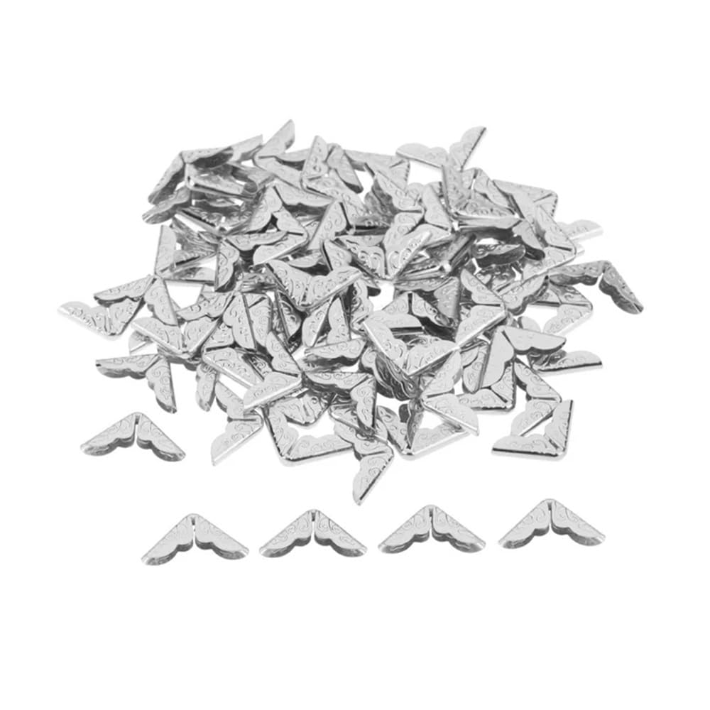 Lot de 300 coins décoratifs en métal pour dossiers, albums, scrapbooking, albums, coins argentés