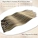Blonde Clip in Hair Extensions Real Human Hair #18P613 Balayage Highlight Remy Hair Extensions 18 Inch Human Hair Extension Two Blonde Shades Mixed Clip ins for Women