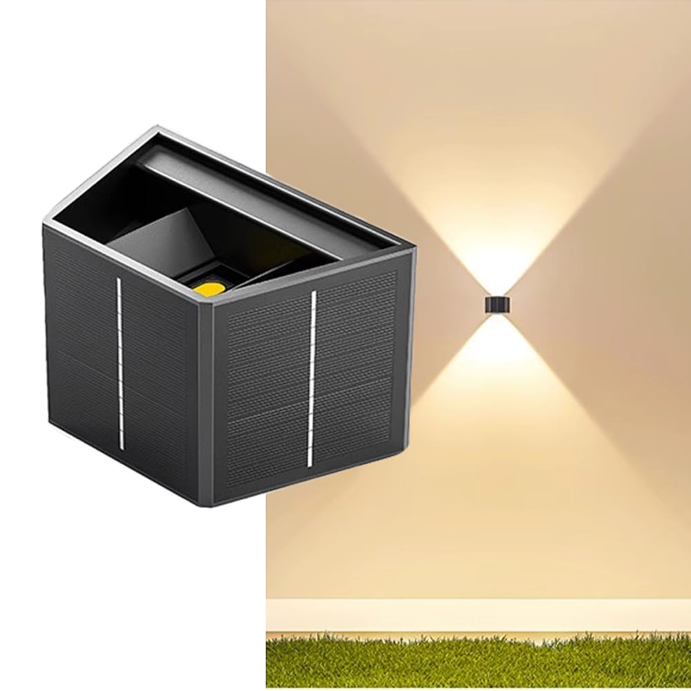 Solar Lights Decorative Up Down Outdoor Wall Sconce Light Flood Lights Dusk to Dawn Outdoor Lighting Fixture Bright Deck Lights Outdoor Waterproof Fence Solar Lamp for Post Patio Yard Porch