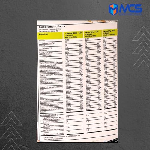 Image of MUSCLE CORE SCIENCE Extreme 2000 Whey Protein Mass Gainer Powder with 80g Protein, 400g Carbs, 2,260 Calories, 10g Creatine, 20 Vitamins & Minerals for Muscle Growth and Weight Gaining - Vanilla, 5kg