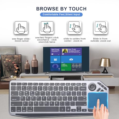 Image of Coastacloud Slim Wireless TV Keyboard with Touchpad, 7-Colors Backlit PC /HTPC Bluetooth Keyboard Build in Trackpad with Media Control, Easy Connected with Windows /Android Laptop /Tablet /Chrome OS
