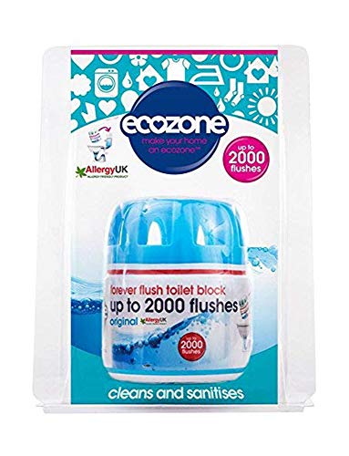 Ecozone Forever Flush Toiletblok, 2000 Flushes, Reinigt en Sanitiseert, Helpt vlekken en Limescale te voorkomen