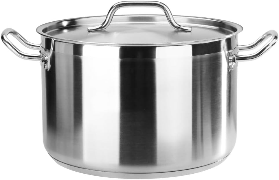 New Star Foodservice 12 Qt Stainless Steel Stock Pot with Cover, 18/8 Stainless Steel