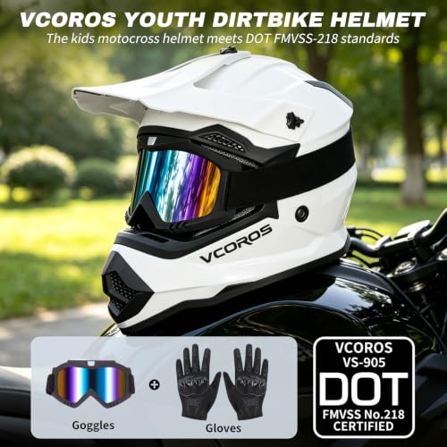 Image of VCOROS Youth Kids Dirt Bike Helmets,Kids Motocross Helmets DOT Approved