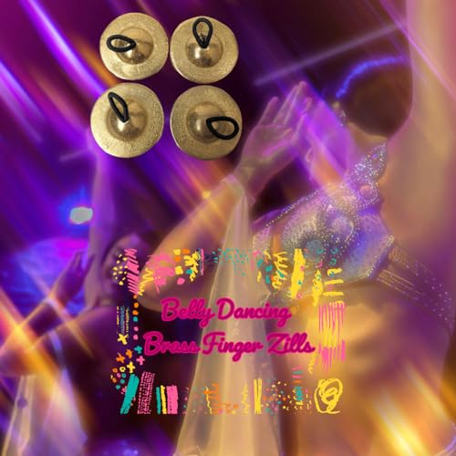 4 Pcs/2 Pairs Professional Belly Dancing Brass Finger Zills, Finger Cymbals Original from Turkey (Medium- 5cm)