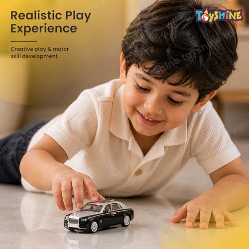 Image of Toyshine 1:35 Scale Rolls Royce Phantom Die Cast Car Model | Luxury Alloy Pull Back Toy Car with Lights & Sound | Openable Doors | Collectible Model Toy for Kids & Collectors, Silver