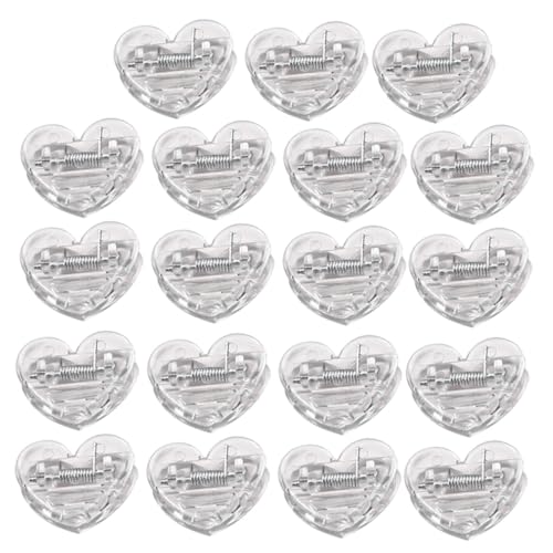 Ciieeo 24Pcs Clear Heart Clips Cute Chip Bag Clips Compact Photo Clips for Snacks Crafts and Organization Heart Shaped Picture Clips for School Supplies and Home