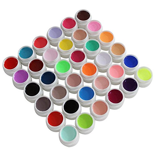 36 Colores Esmaltes Semipermanentes de Uñas, Esmaltes Semipermanentes, Gel Uñas Juego de Pigmentos para Uñas, Poli Gel UV Esmalte Pegamento sólido para Manicura