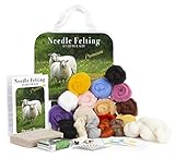 Complete Needle Felting Craft Starter Kit for Beginners, Adults, Kids, Premium Tools and Supplies, 17 Colors Wool, 15 Needles Color Coded, Sharps Container, Pad, Leather Finger Guards, Storage Case