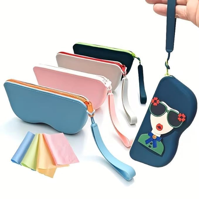Eyeglass Case for Women, Soft Zipper Eyewear Pouch with Wrist Strap, Portable Sunglasses Case, Spectacle Storage Holder for Reading Glasses, Sunglasses and Accessories-image-11