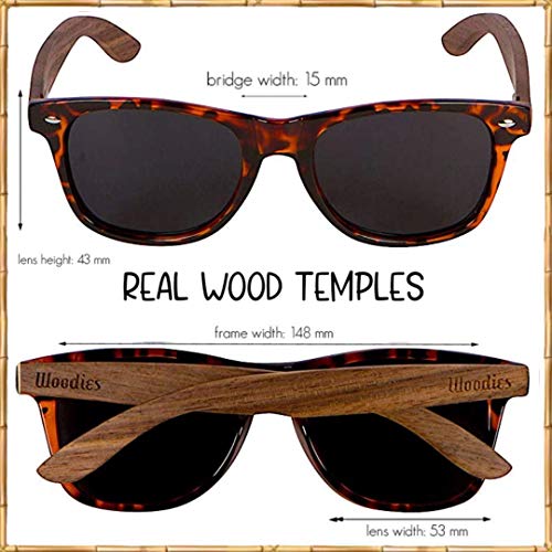 Woodies Walnut Wood Tortoise Shell Sunglasses for Men and Women | Polarized Lenses | 100% UVA/UVB Protection2