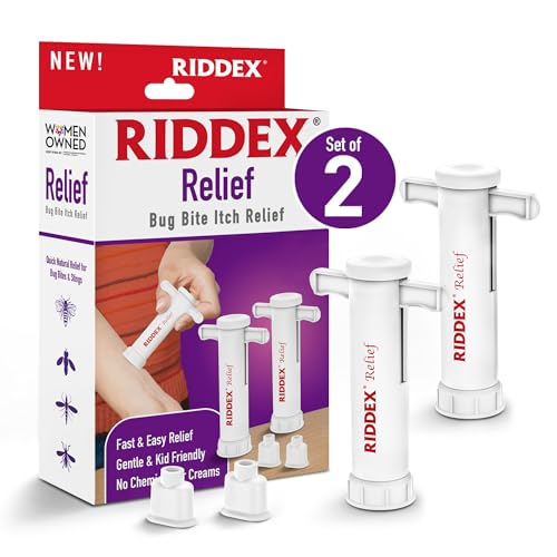 RIDDEX Relief Bug Bite Suction Tool - Natural & Chemical Free Insect Bite Itch Relief for Bug Bee and Fly Stings, Reusable, Great for Camping, Hiking and Travel, Mosquito bite Relief Treatment 2 Pack