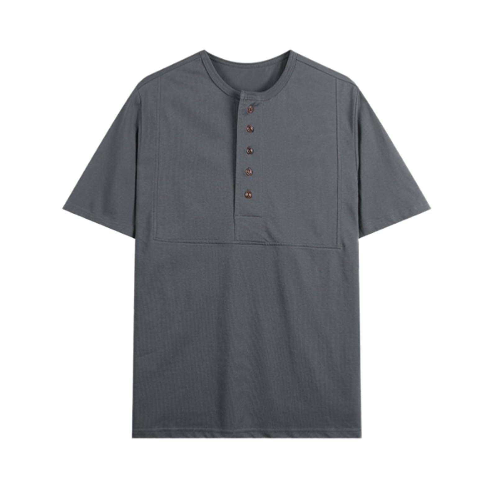 Męska koszulka z krótkim rękawem w stylu vintage patchworkowa Henley letnia luźna koszulka