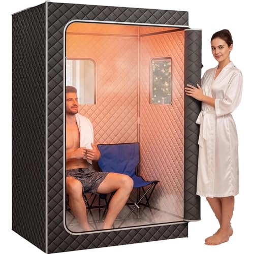 Festisoul Upgraded 2 Person Portable Sauna, 1500W Steamer with 4L Tank, 9-Level Remote Control,...