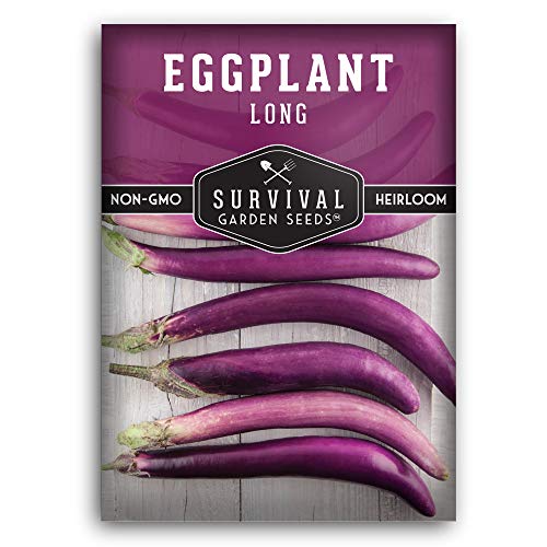 Survival Garden Seeds Long Purple Eggplant Seed for Planting - Packet with Instructions to Grow Italian Aubergine Plants in Your Home Vegetable Garden - Non-GMO Heirloom