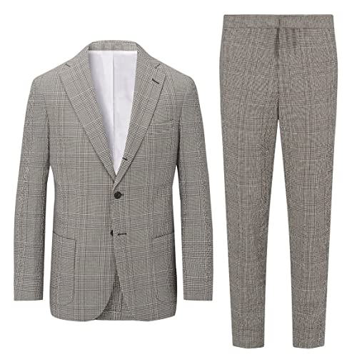 Costume Homme Pied-de-Poule 2 Pièces avec Veste à Revers Échancré et Pantalon de Soirée Chic