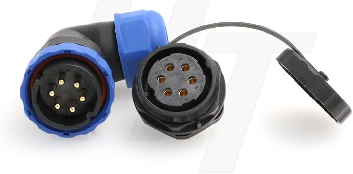 HE29 6 Pin Bulkhead Plastic Waterproof Connector Threaded Outdoor Industrial Electrical Power Circular Male Female Angled Wire Cable Plug + Panel Socket 6 pin