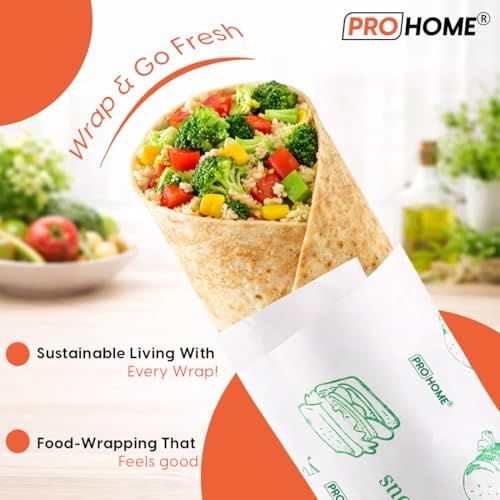 Image of PROHOME 50 Meter Food Wrapping Paper for Roti | Reusable Butter Paper Roll for Kitchen, Baking, Cooking, Packing & Serving | Non-Stick Foil Paper for Food Wrap