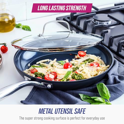 Blue Diamond Cookware Hard Anodized Ceramic Nonstick, 11" Frying Pan Skillet with Lid, PFAS-Free, Dishwasher Safe, Oven Safe, Grey by Blue Diamond - Image 3
