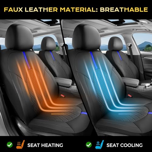 Image of Coverado Car Seat Cover Protector Front Seats, Waterproof Front Seat Covers for SUV, Pickup Truck, Sedan, Automotive Vehicle Interior, Waterproof and Durable All Weather Protector (Black-Blue)