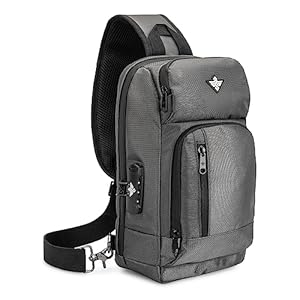 Equinox Sling Backpack Anti Theft Combination Lock Chest Shoulder Bag Waterproof Crossbody Casual Daypack (Graphite)