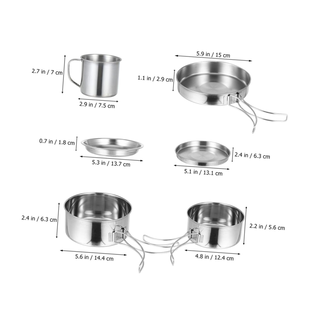 Toyvian Casserole de Camping Pliable en Acier Inoxydable, Lot 8 Pièces | Vaisselle Portable pour Randonnée et Activités Outdoor, Ensemble Argenté Résistant à L’usure, Halloween
